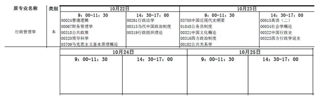 10月考试安排