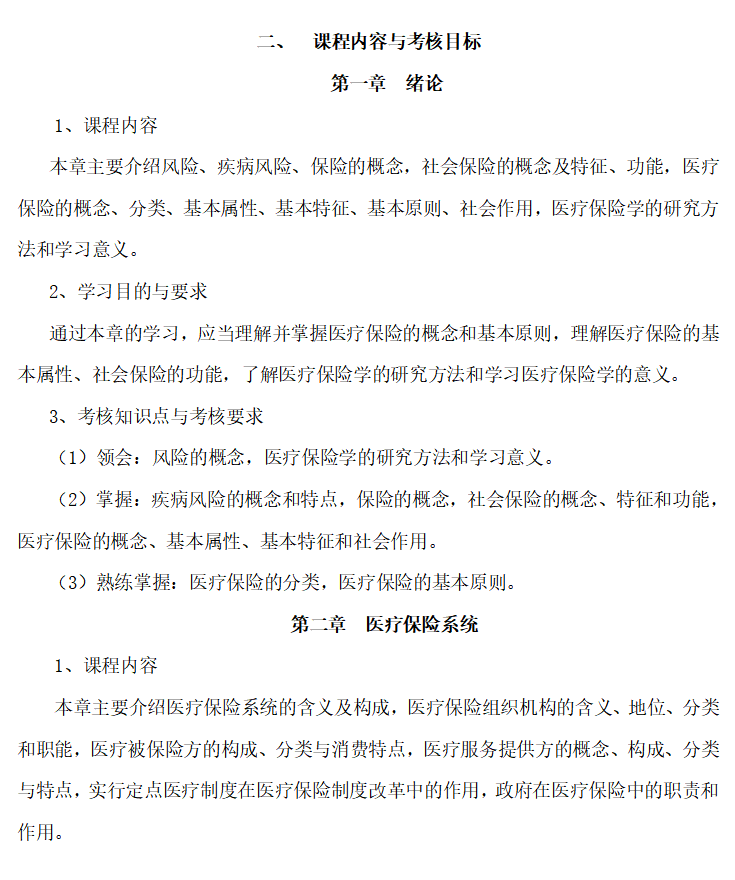 自学考试大纲 251医疗保险学 高纲17 完整版考试文档下载 中国自考网